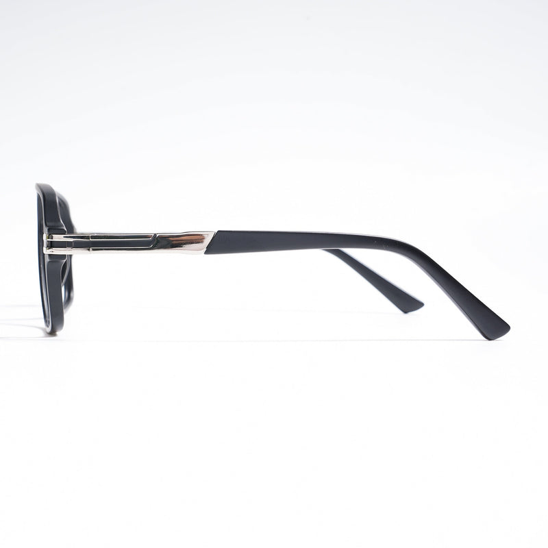 EyeJack Titex Matt Black & Silver Wayfarer Eyeglasses for Men & Women (18905CL281-C1)