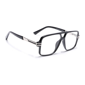 EyeJack Titex Shine Black & Silver Wayfarer Eyeglasses for Men & Women (18905CL282-C2)