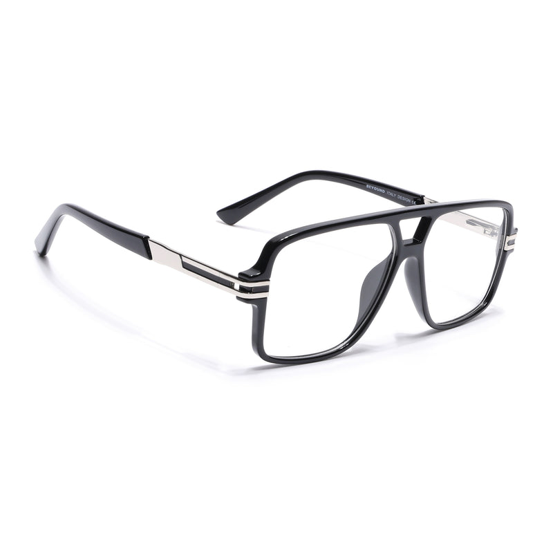 EyeJack Titex Shine Black & Silver Wayfarer Eyeglasses for Men & Women (18905CL282-C2)