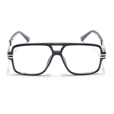 EyeJack Titex Shine Black & Silver Wayfarer Eyeglasses for Men & Women (18905CL282-C2)