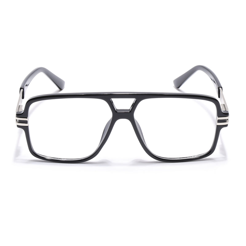 EyeJack Titex Shine Black & Silver Wayfarer Eyeglasses for Men & Women (18905CL282-C2)