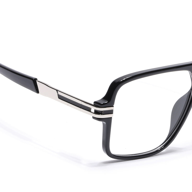 EyeJack Titex Shine Black & Silver Wayfarer Eyeglasses for Men & Women (18905CL282-C2)