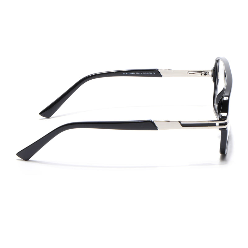 EyeJack Titex Shine Black & Silver Wayfarer Eyeglasses for Men & Women (18905CL282-C2)