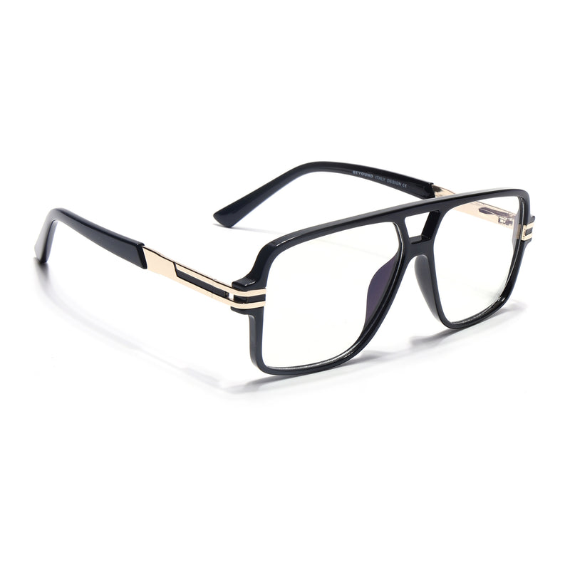 EyeJack Titex Shine Black & Golden Wayfarer Eyeglasses for Men & Women (18905CL283-C3)