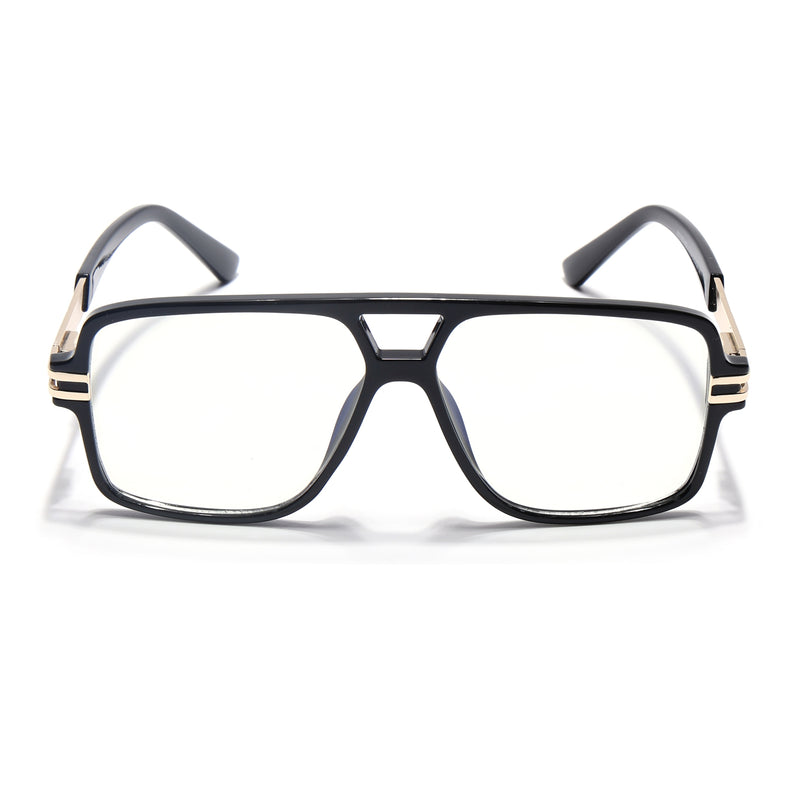 EyeJack Titex Shine Black & Golden Wayfarer Eyeglasses for Men & Women (18905CL283-C3)