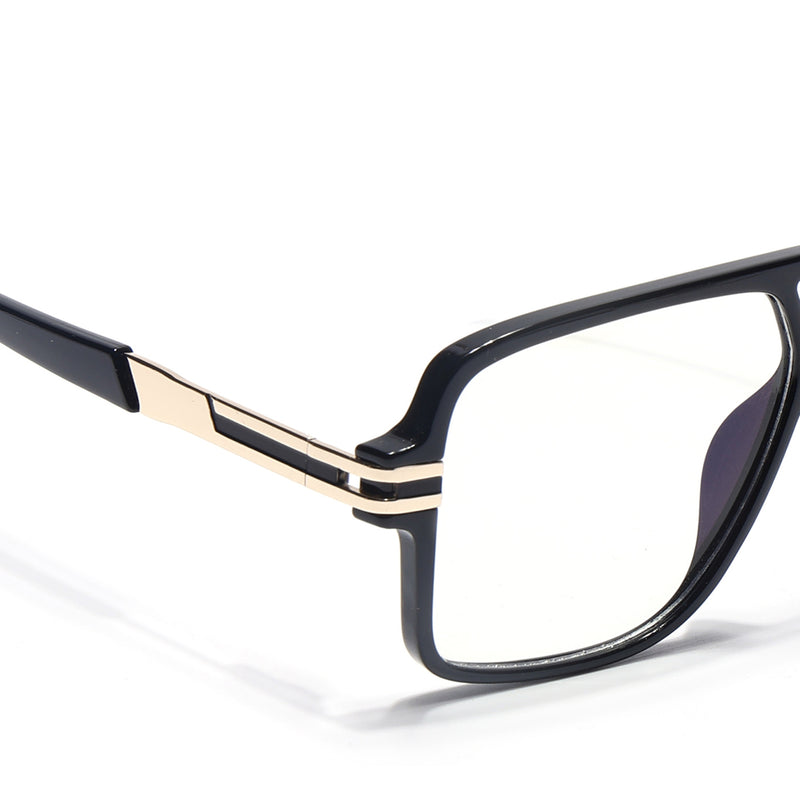 EyeJack Titex Shine Black & Golden Wayfarer Eyeglasses for Men & Women (18905CL283-C3)