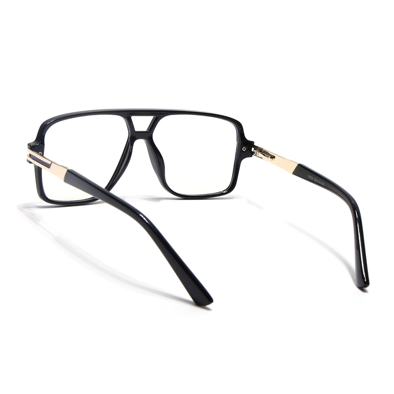 EyeJack Titex Shine Black & Golden Wayfarer Eyeglasses for Men & Women (18905CL283-C3)