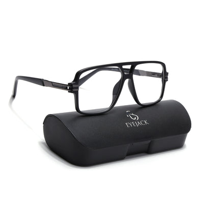 EyeJack Titex Matt Black & Grey Wayfarer Eyeglasses for Men & Women (18905CL284-C4)