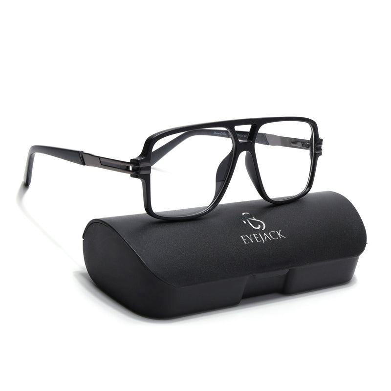 EyeJack Titex Matt Black & Grey Wayfarer Eyeglasses for Men & Women (18905CL284-C4)