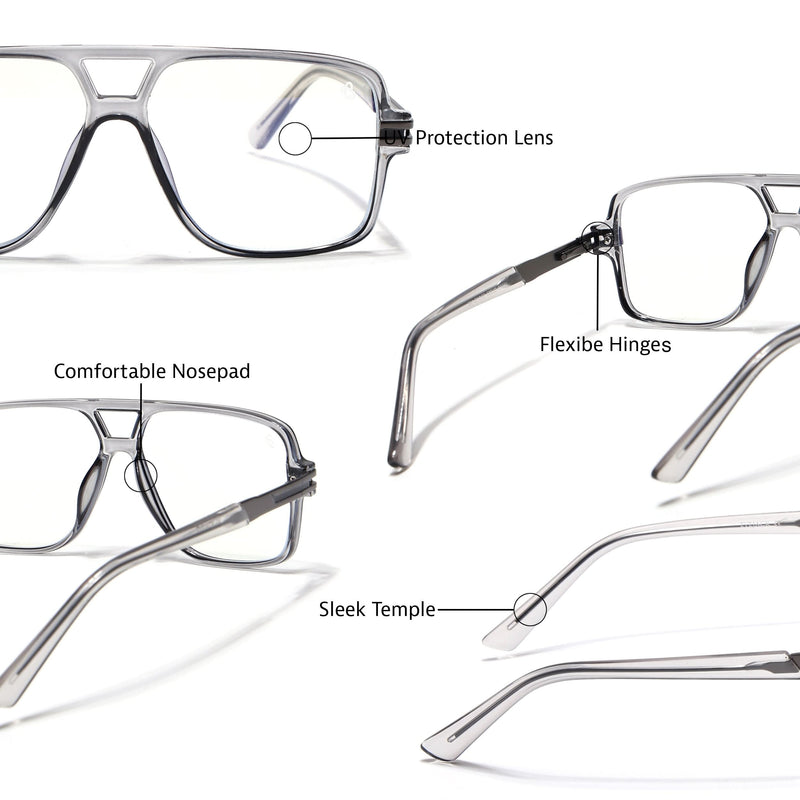 EyeJack Titex Shine Grey Wayfarer Eyeglasses for Men & Women (18905CL285-C5)