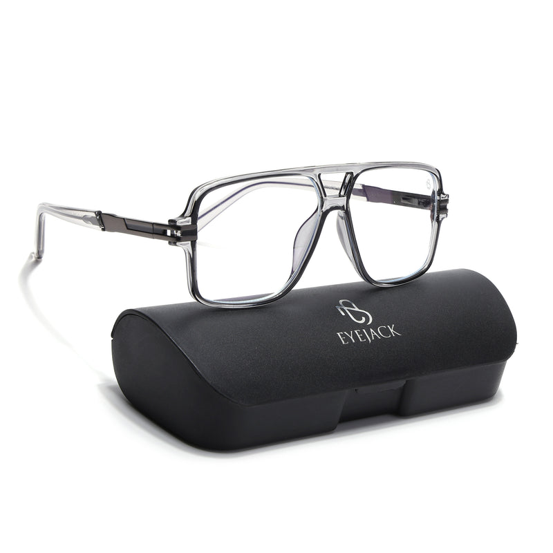 EyeJack Titex Shine Grey Wayfarer Eyeglasses for Men & Women (18905CL285-C5)