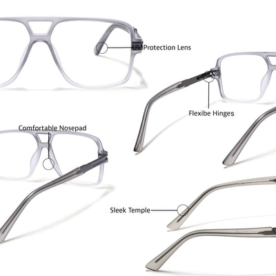 EyeJack Titex Matt Grey Wayfarer Eyeglasses for Men & Women (18905CL286-C6)