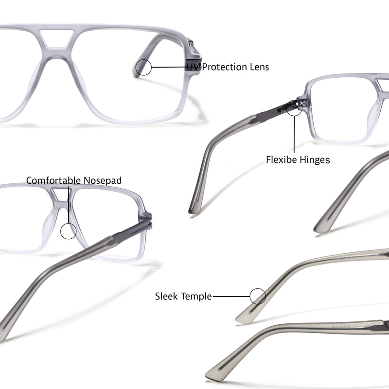 EyeJack Titex Matt Grey Wayfarer Eyeglasses for Men & Women (18905CL286-C6)