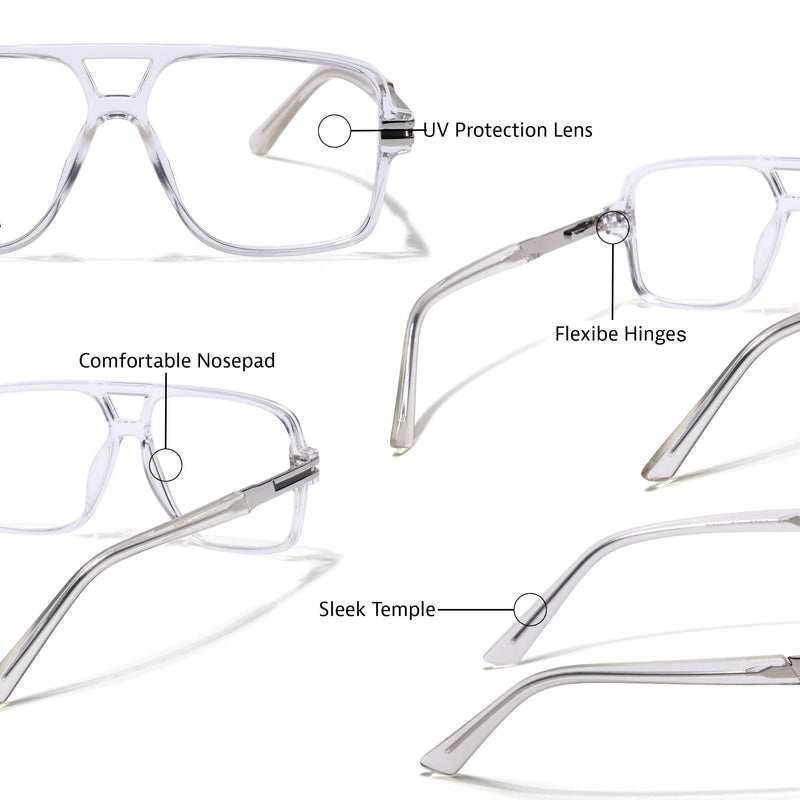 EyeJack Titex Transparent Wayfarer Eyeglasses for Men & Women (18905CL287-C7)