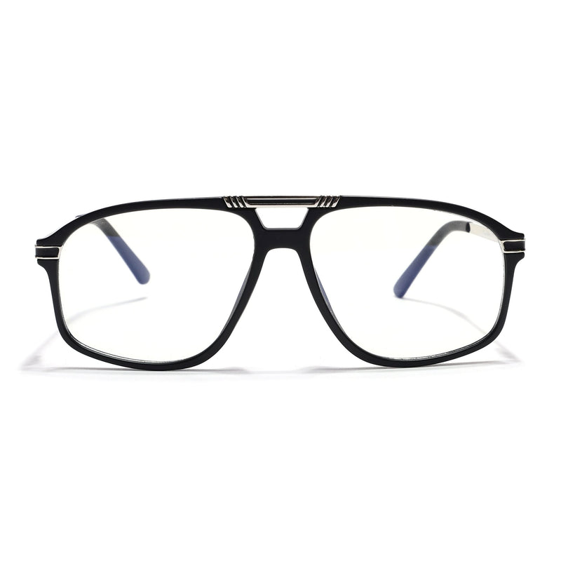EyeJack Titex Matt Black & Silver Aviator Eyeglasses for Men & Women (18906CL292-C1)
