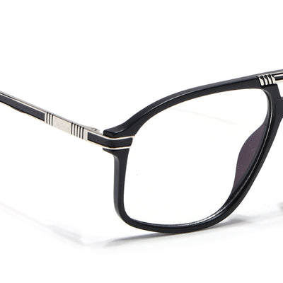 EyeJack Titex Matt Black & Silver Aviator Eyeglasses for Men & Women (18906CL292-C1)
