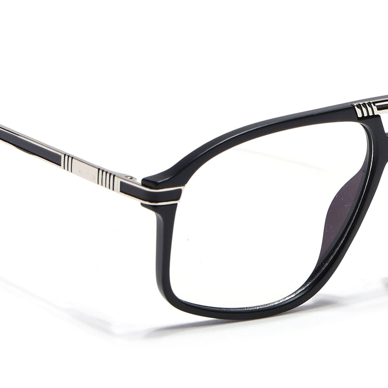 EyeJack Titex Matt Black & Silver Aviator Eyeglasses for Men & Women (18906CL292-C1)