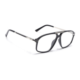 EyeJack Titex Matt Black & Silver Aviator Eyeglasses for Men & Women (18906CL292-C1)
