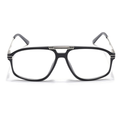 EyeJack Titex Matt Black & Silver Aviator Eyeglasses for Men & Women (18906CL292-C1)