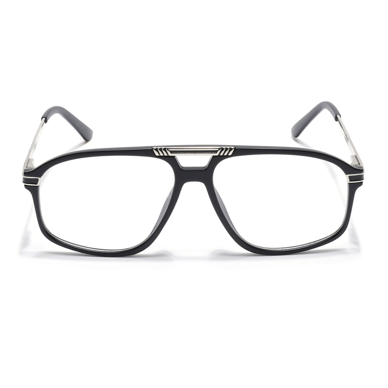 EyeJack Titex Matt Black & Silver Aviator Eyeglasses for Men & Women (18906CL292-C1)