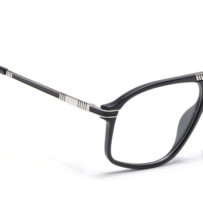 EyeJack Titex Matt Black & Silver Aviator Eyeglasses for Men & Women (18906CL292-C1)