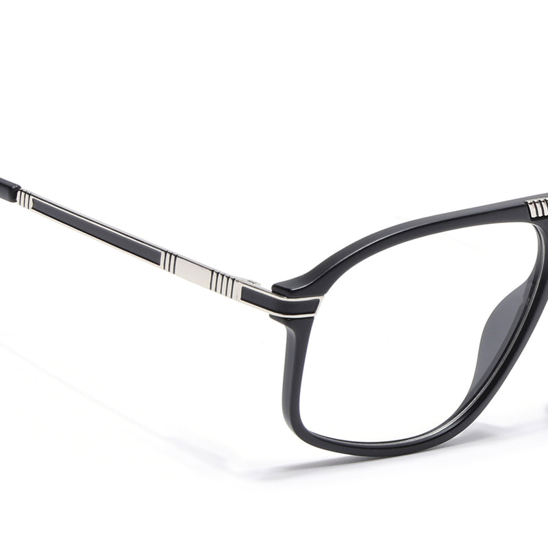 EyeJack Titex Matt Black & Silver Aviator Eyeglasses for Men & Women (18906CL292-C1)