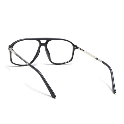 EyeJack Titex Matt Black & Silver Aviator Eyeglasses for Men & Women (18906CL292-C1)