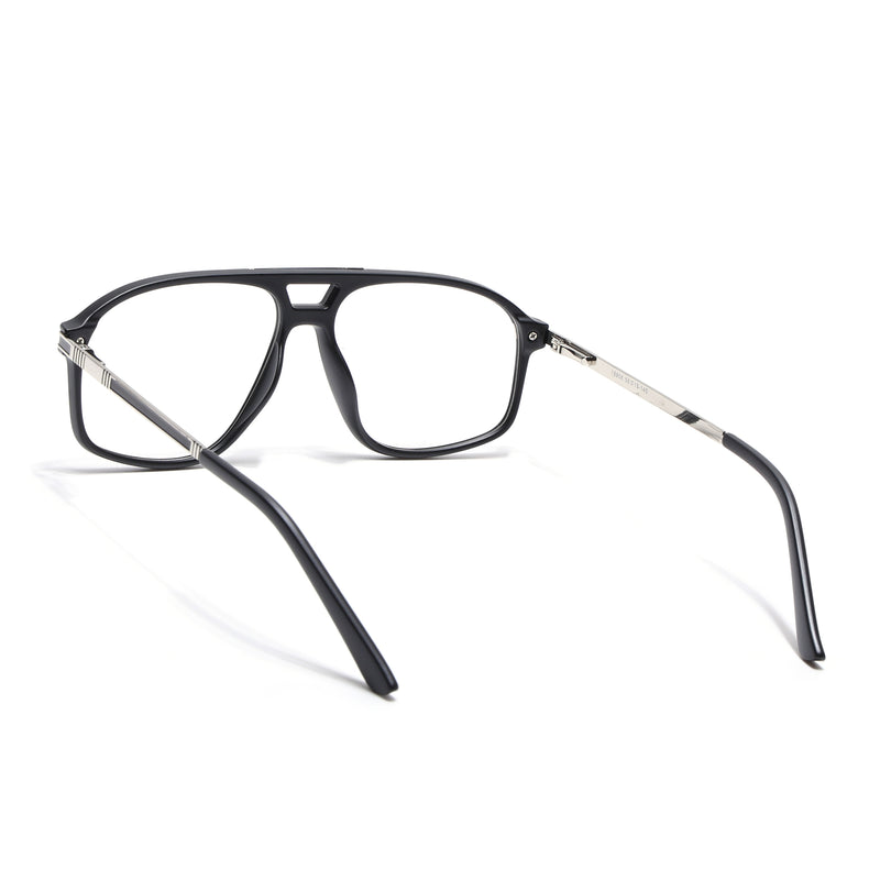 EyeJack Titex Matt Black & Silver Aviator Eyeglasses for Men & Women (18906CL292-C1)