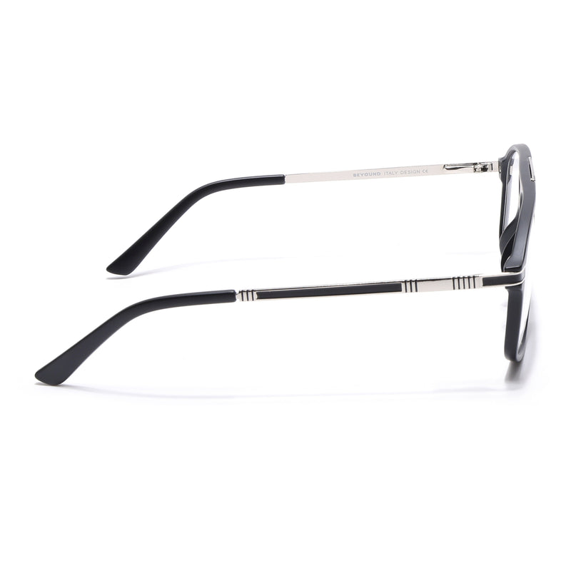 EyeJack Titex Matt Black & Silver Aviator Eyeglasses for Men & Women (18906CL292-C1)