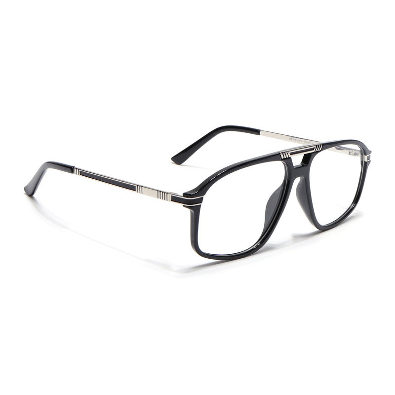 EyeJack Titex Shine Black & Silver Aviator Eyeglasses for Men & Women (18906CL293-C2)