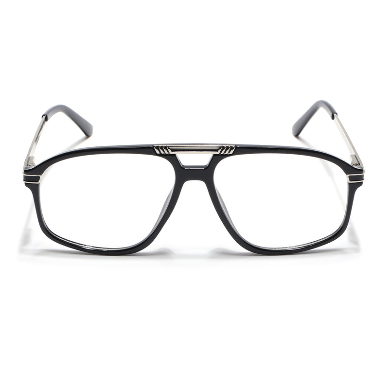 EyeJack Titex Shine Black & Silver Aviator Eyeglasses for Men & Women (18906CL293-C2)