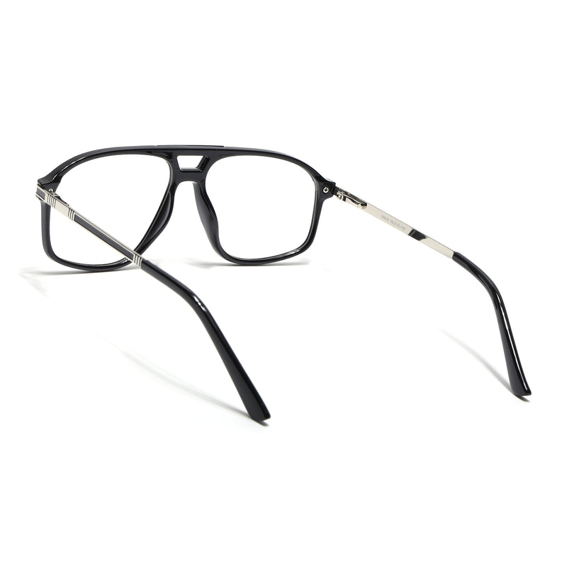 EyeJack Titex Shine Black & Silver Aviator Eyeglasses for Men & Women (18906CL293-C2)