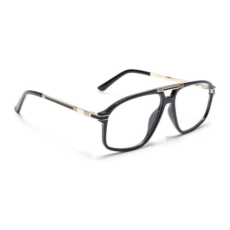 EyeJack Titex Shine Black & Golden Aviator Eyeglasses for Men & Women (18906CL294-C3)