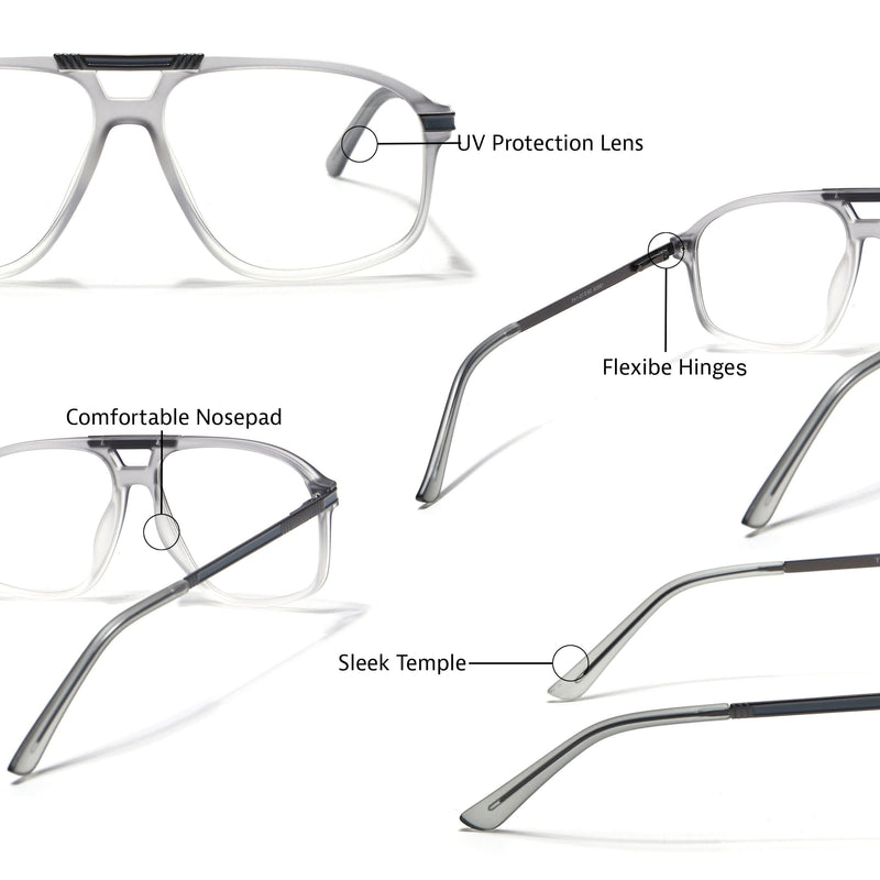EyeJack Titex Matt Grey Aviator Eyeglasses for Men & Women (18906CL297-C6)