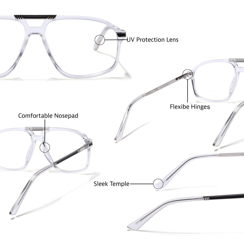 EyeJack Titex Transparent Aviator Eyeglasses for Men & Women (18906CL298-C7)