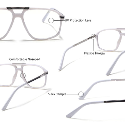 EyeJack Titex White Aviator Eyeglasses for Men & Women (18906CL299-C8)
