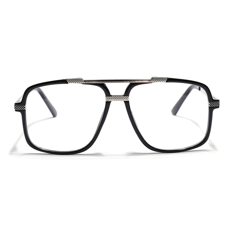 EyeJack Titex Shine Black & Silver Wayfarer Eyeglasses for Men & Women (18907CL304-C2)