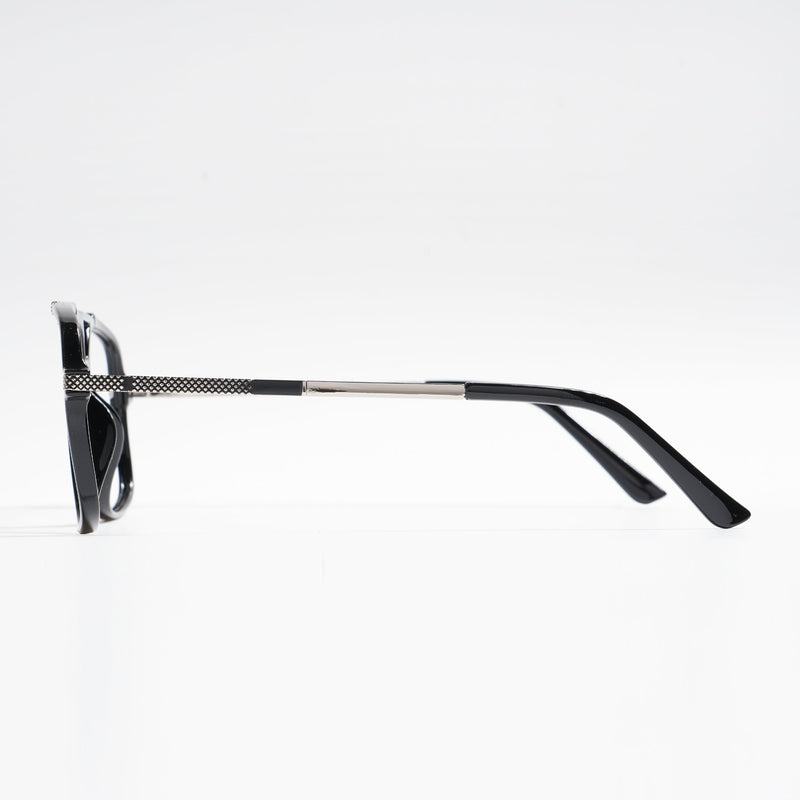 EyeJack Titex Shine Black & Silver Wayfarer Eyeglasses for Men & Women (18907CL304-C2)
