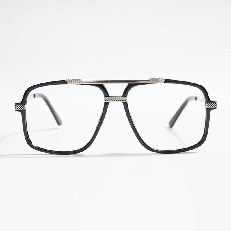 EyeJack Titex Shine Black & Silver Wayfarer Eyeglasses for Men & Women (18907CL304-C2)