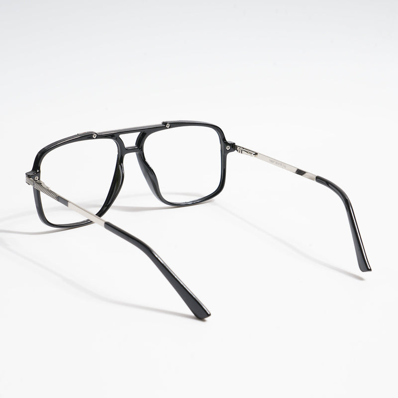 EyeJack Titex Shine Black & Silver Wayfarer Eyeglasses for Men & Women (18907CL304-C2)
