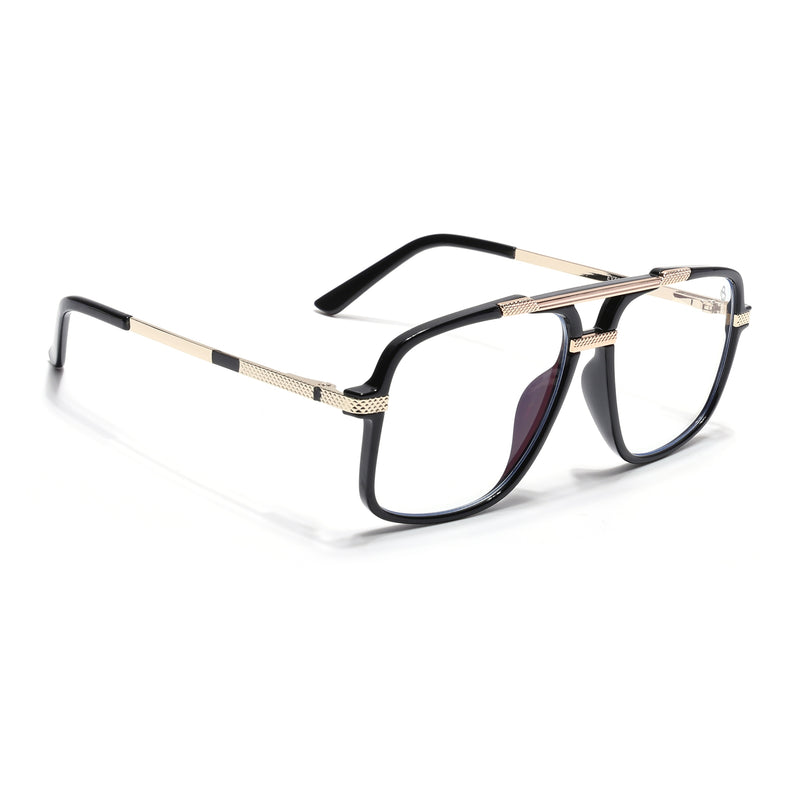EyeJack Titex Shine Black & Golden Wayfarer Eyeglasses for Men & Women (18907CL305-C3)