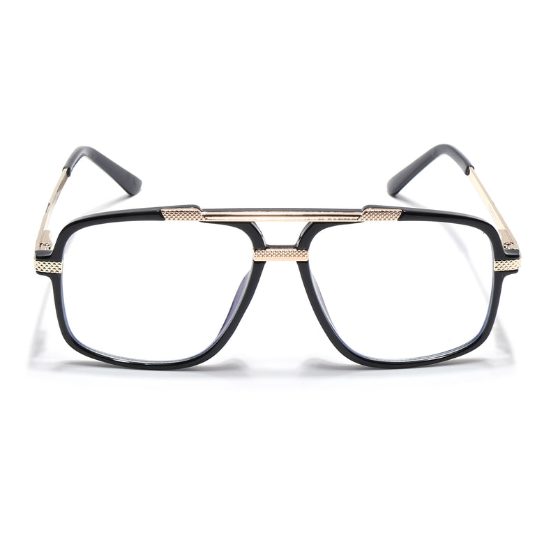 EyeJack Titex Shine Black & Golden Wayfarer Eyeglasses for Men & Women (18907CL305-C3)