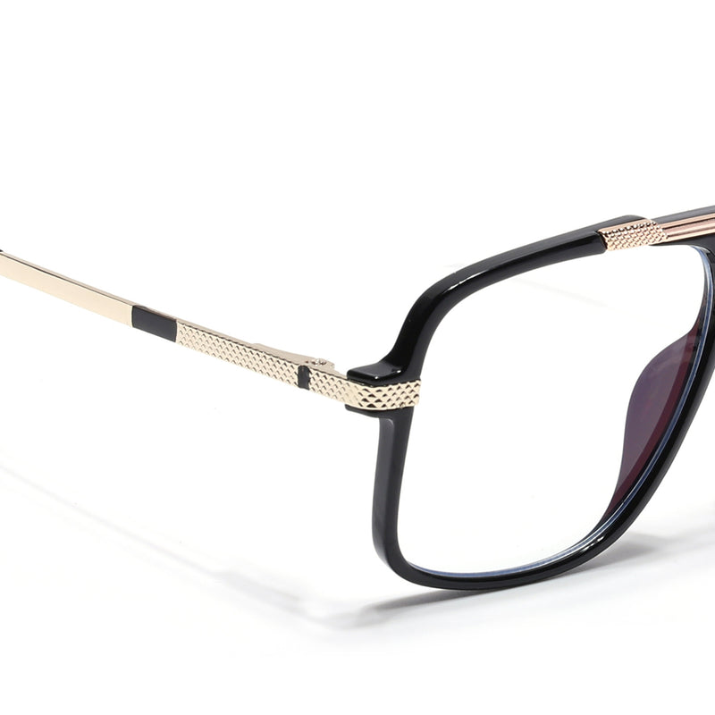 EyeJack Titex Shine Black & Golden Wayfarer Eyeglasses for Men & Women (18907CL305-C3)