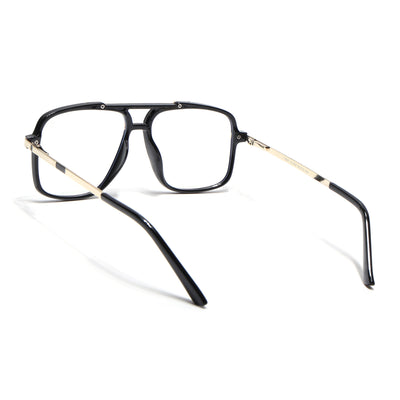 EyeJack Titex Shine Black & Golden Wayfarer Eyeglasses for Men & Women (18907CL305-C3)