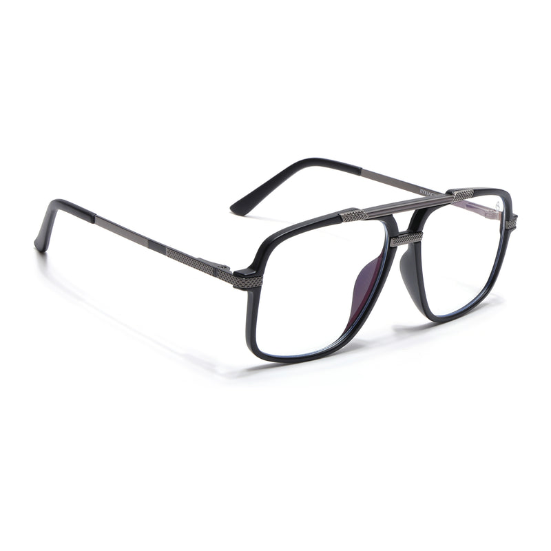 EyeJack Titex Matt Black & Grey Wayfarer Eyeglasses for Men & Women (18907CL306-C4)