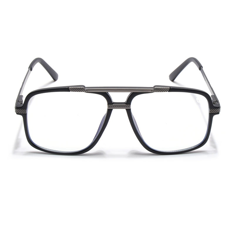 EyeJack Titex Matt Black & Grey Wayfarer Eyeglasses for Men & Women (18907CL306-C4)