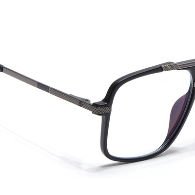 EyeJack Titex Matt Black & Grey Wayfarer Eyeglasses for Men & Women (18907CL306-C4)