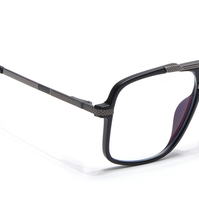 EyeJack Titex Matt Black & Grey Wayfarer Eyeglasses for Men & Women (18907CL306-C4)