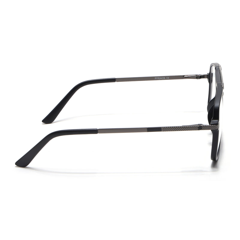 EyeJack Titex Matt Black & Grey Wayfarer Eyeglasses for Men & Women (18907CL306-C4)