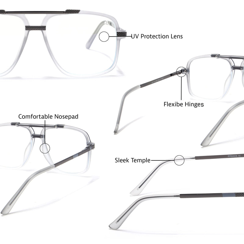 EyeJack Titex Matt Grey Wayfarer Eyeglasses for Men & Women (18907CL308-C6)